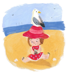 Lucy Dillamore 2021 Seagull and Girl Illustration Beach