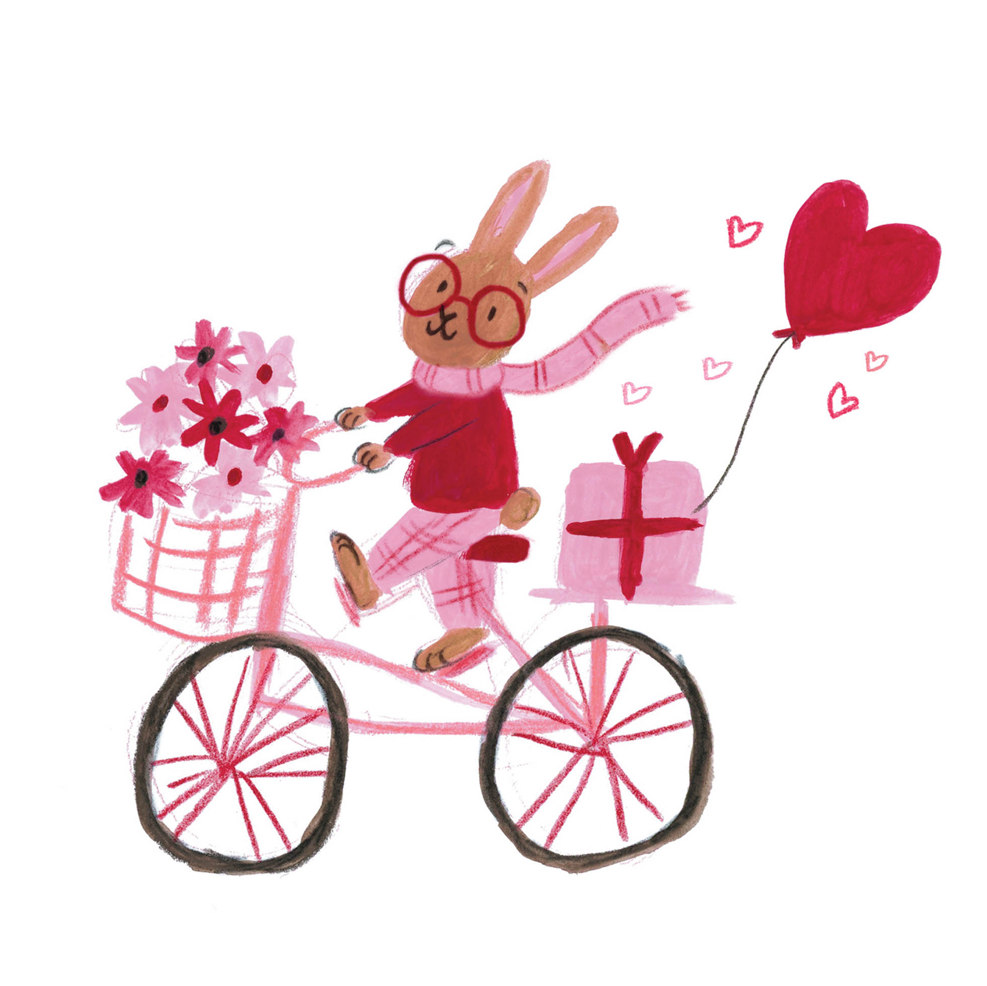 Valentines Rabbit on bike Lucy Dillamore Children's Book Illustrator