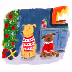 Goldie and Coco Dogs at Christmas Lucy Dillamore Illustrator ©2022