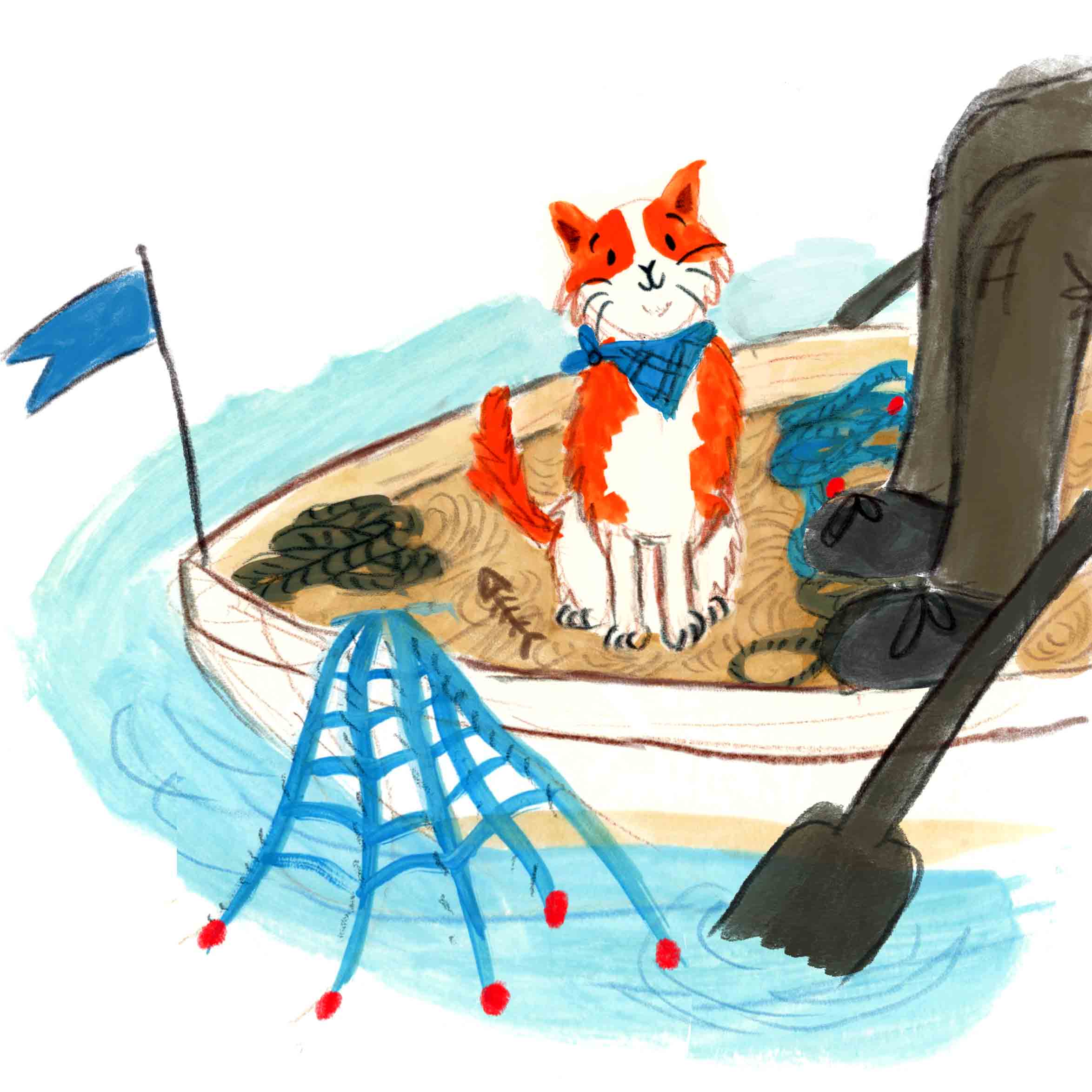 Fishing Boat Cat Lucy Dillamore Illustration